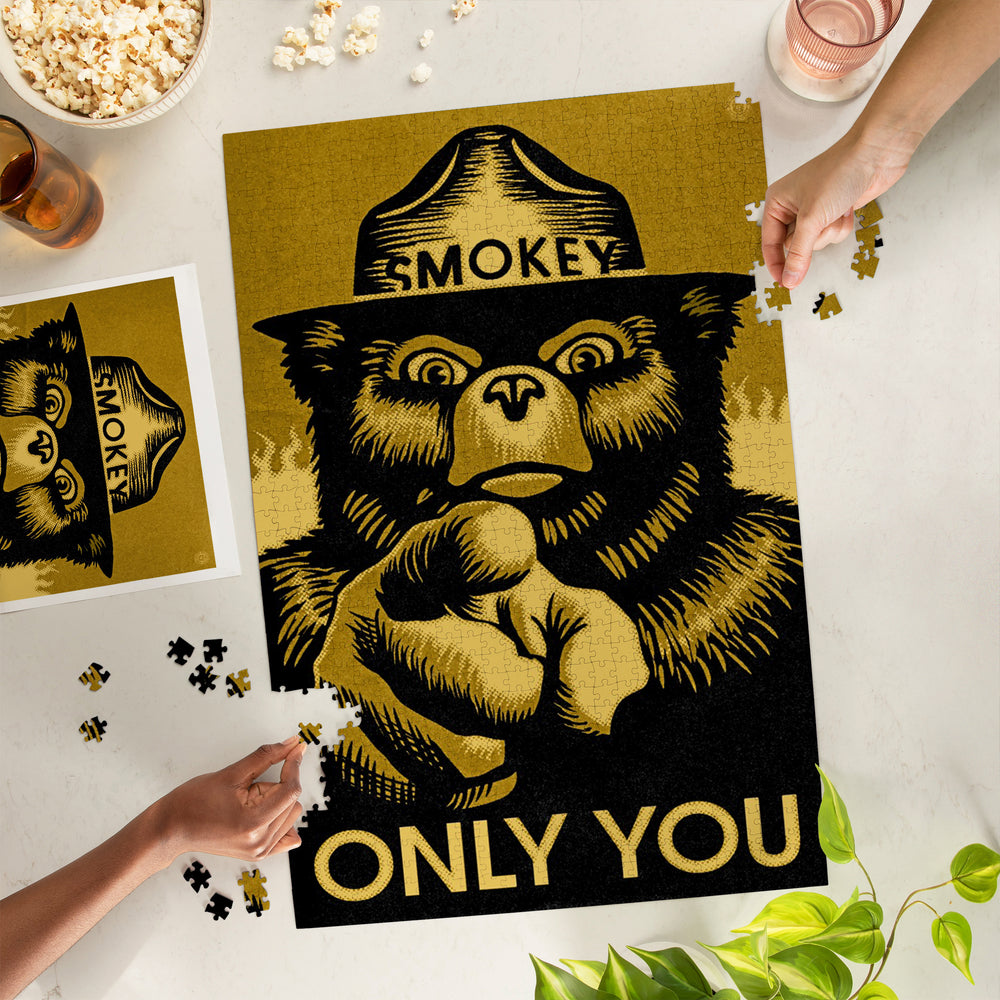 Smokey Bear, Only You, Halftone Yellow, Officially Licensed, Jigsaw Puzzle Puzzle Lantern Press 