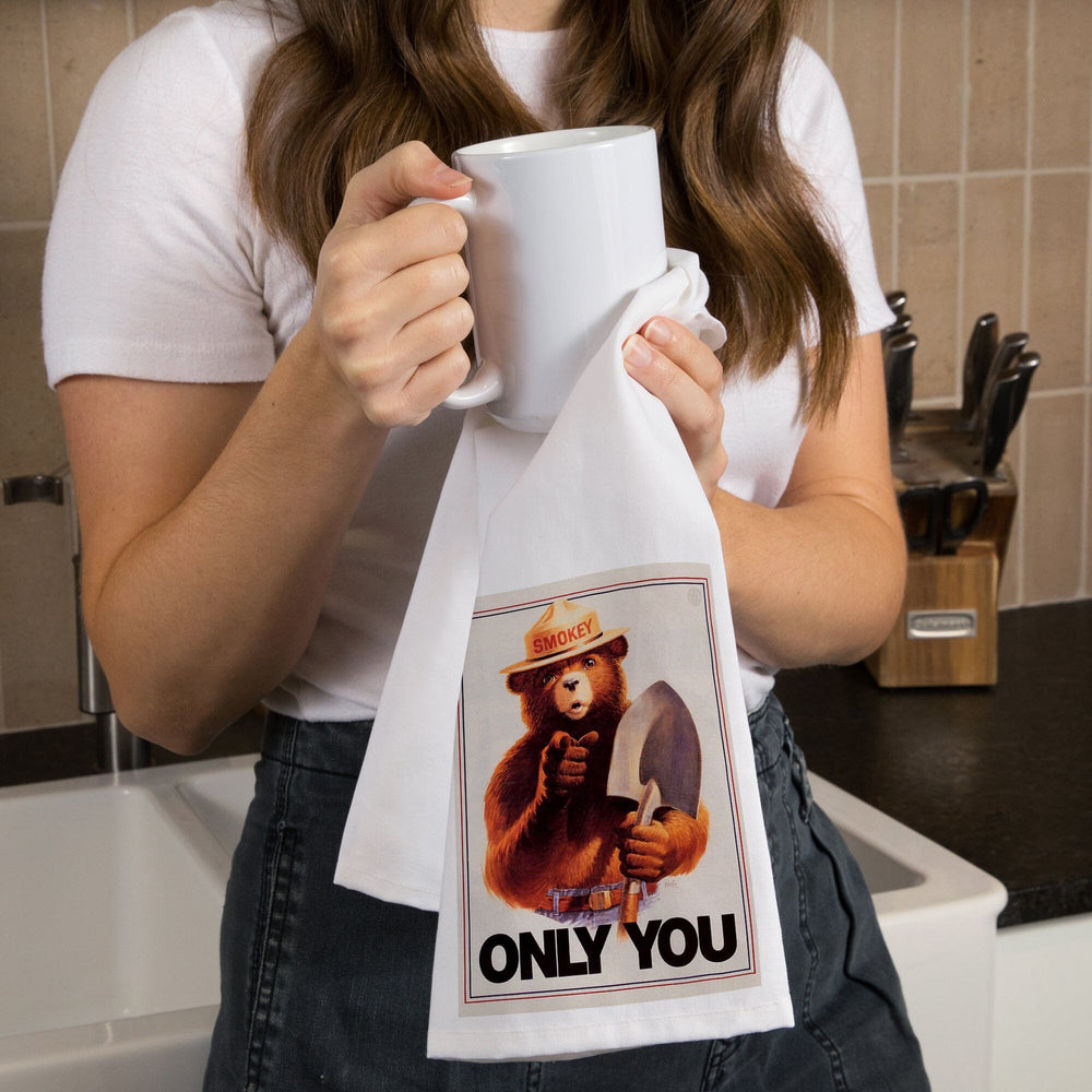 Smokey Bear, Only You, Officially Licensed Vintage Poster, Organic Cotton Kitchen Tea Towels Kitchen Lantern Press 