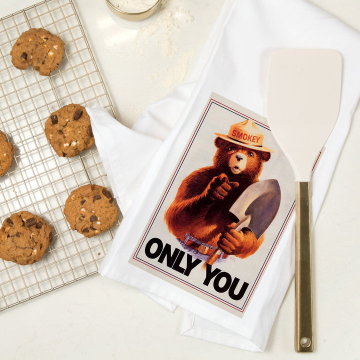 Smokey Bear, Only You, Officially Licensed Vintage Poster, Organic Cotton Kitchen Tea Towels Kitchen Lantern Press 