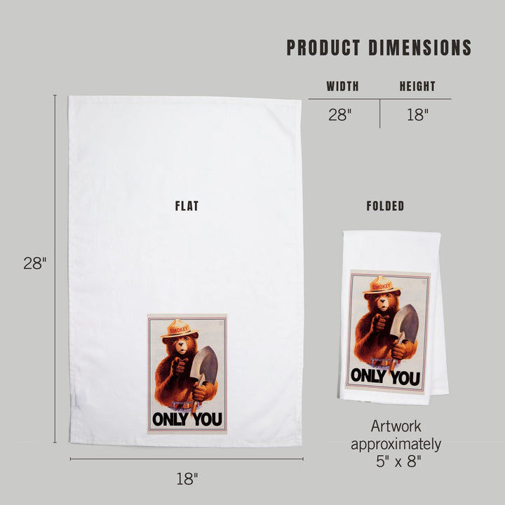 Smokey Bear, Only You, Officially Licensed Vintage Poster, Organic Cotton Kitchen Tea Towels Kitchen Lantern Press 