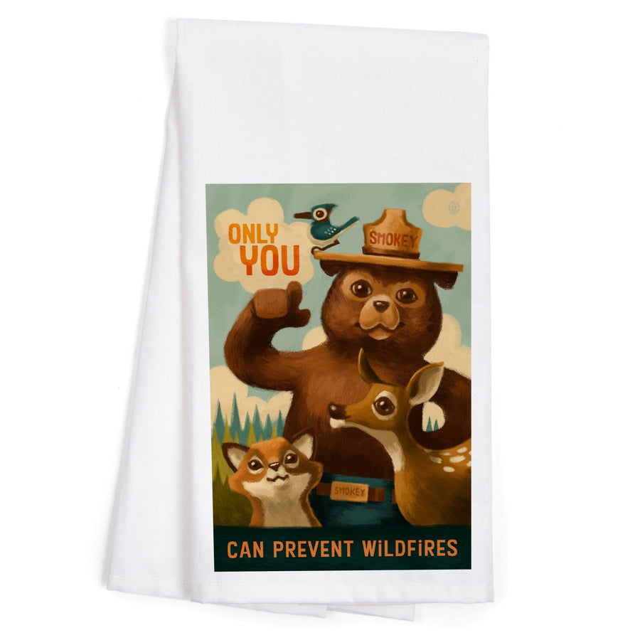 Smokey Bear, Only You, Oil Painting, Officially Licensed, Organic Cotton Kitchen Tea Towels Kitchen Lantern Press 
