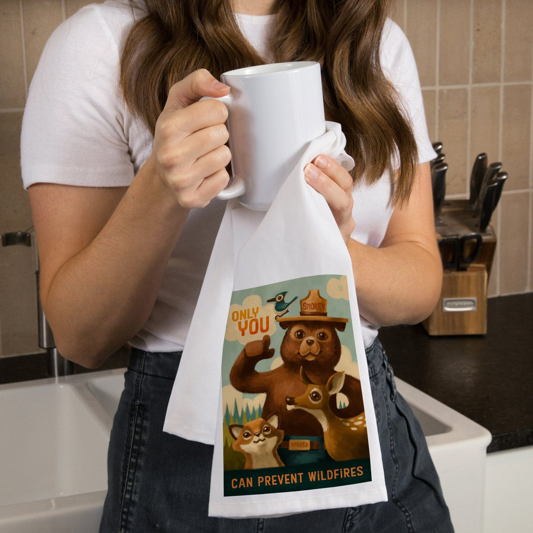 Smokey Bear, Only You, Oil Painting, Officially Licensed, Organic Cotton Kitchen Tea Towels Kitchen Lantern Press 