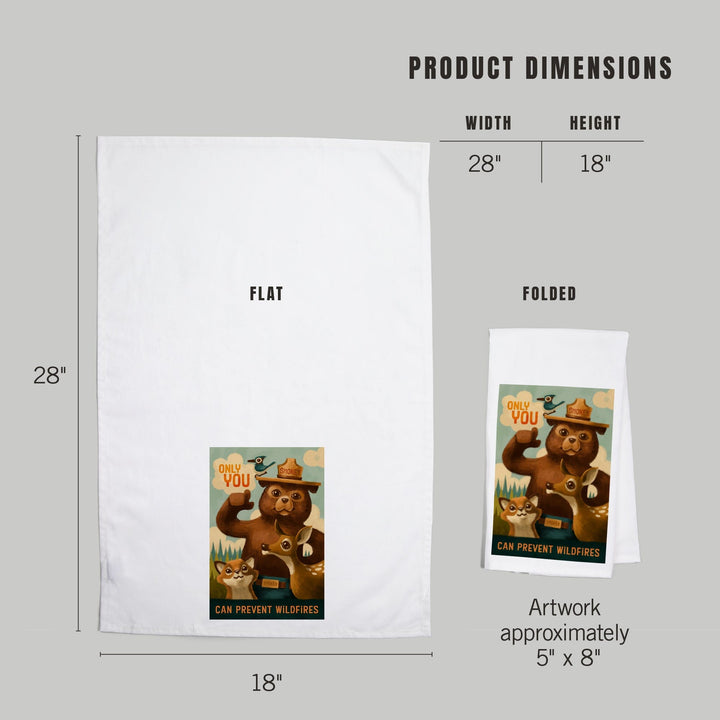 Smokey Bear, Only You, Oil Painting, Officially Licensed, Organic Cotton Kitchen Tea Towels Kitchen Lantern Press 