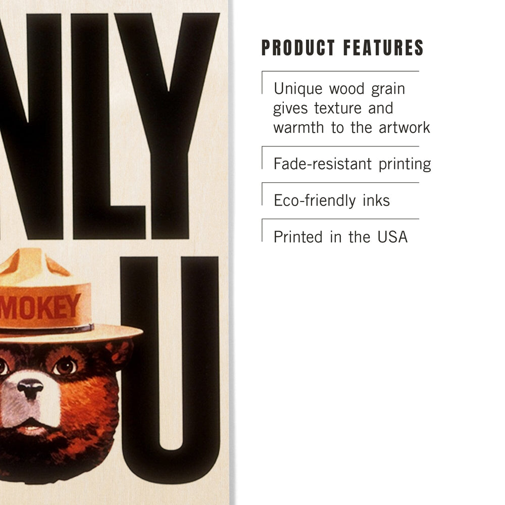 Smokey Bear, Only You Typography, Vintage Poster, Wood Signs and Postcards Wood Lantern Press 