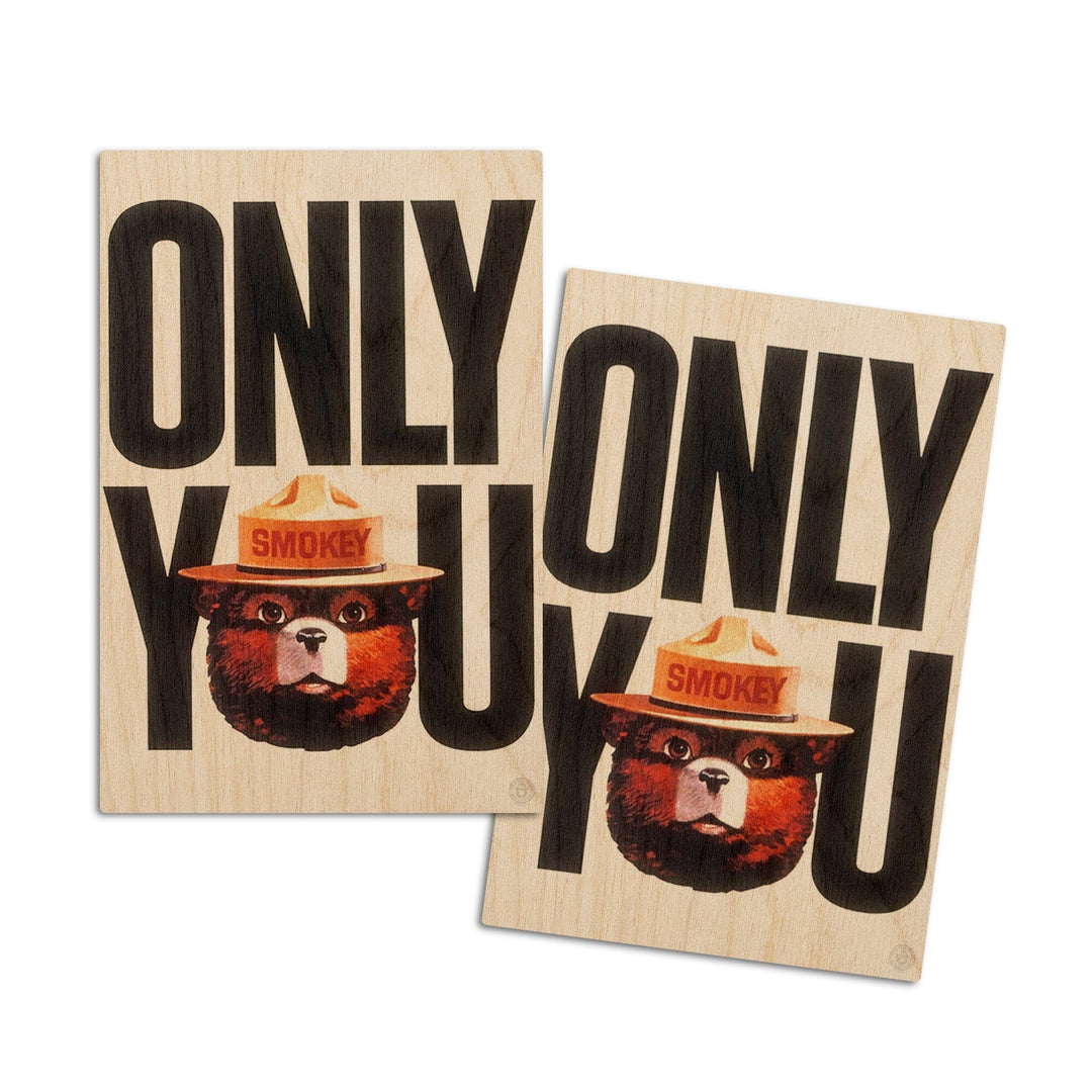 Smokey Bear, Only You Typography, Vintage Poster, Wood Signs and Postcards Wood Lantern Press 4x6 Wood Postcard Set 