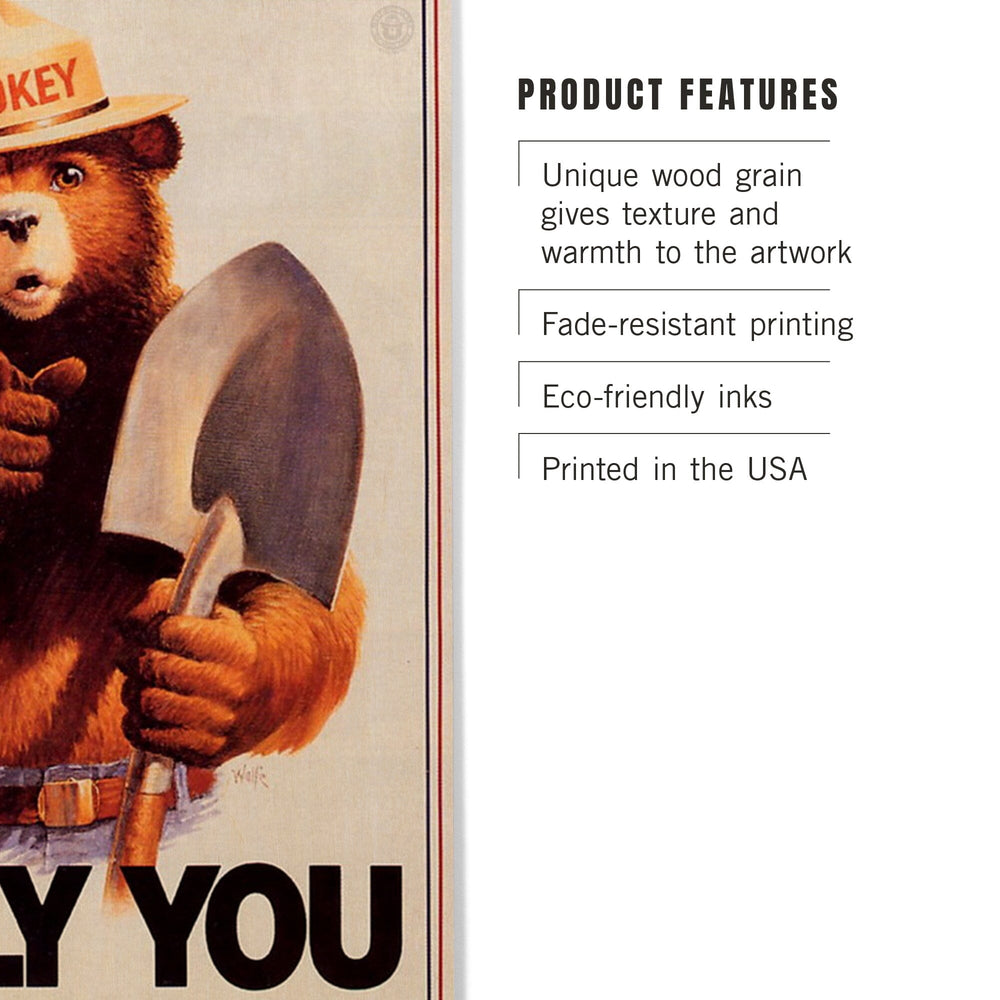 Smokey Bear, Only You, Vintage Poster, Wood Signs and Postcards Wood Lantern Press 