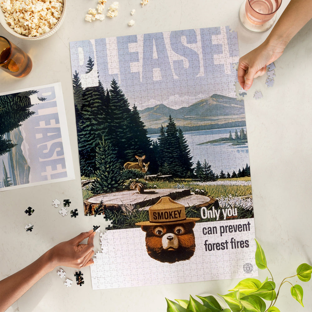 Smokey Bear, Please, Only You Can Help, Lake and Forest, Officially Licensed Vintage Poster, Jigsaw Puzzle Puzzle Lantern Press 