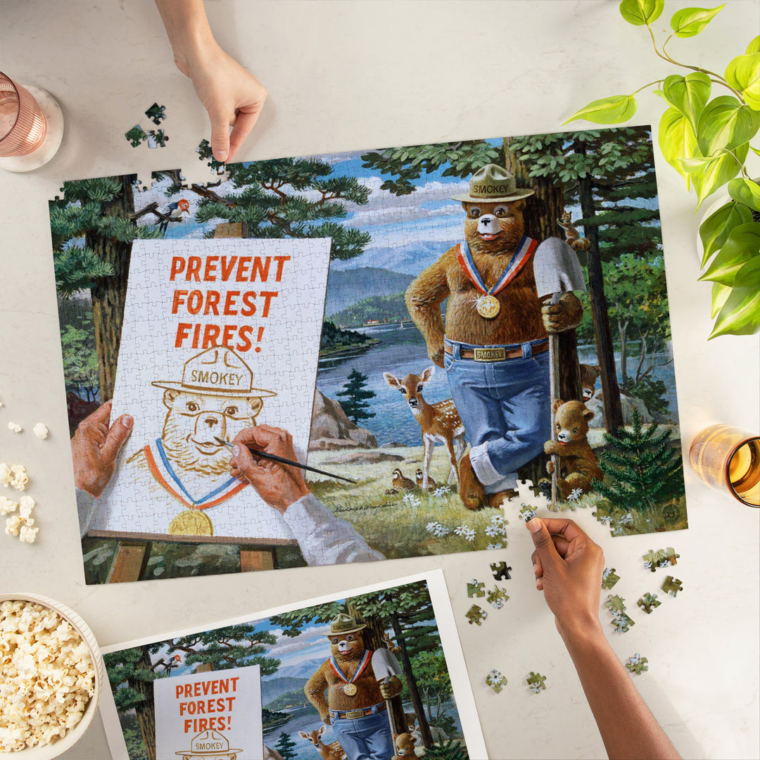 Smokey Bear, Posing with Medal, Officially Licensed Vintage Poster, Jigsaw Puzzle Puzzle Lantern Press 
