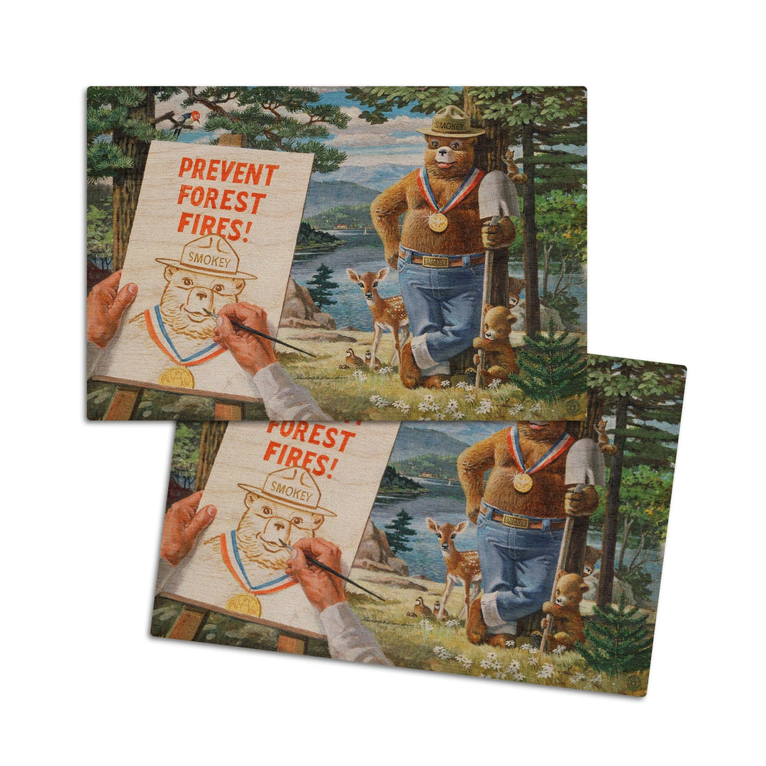 Smokey Bear, Posing with Medal, Vintage Poster, Wood Signs and Postcards Wood Lantern Press 4x6 Wood Postcard Set 