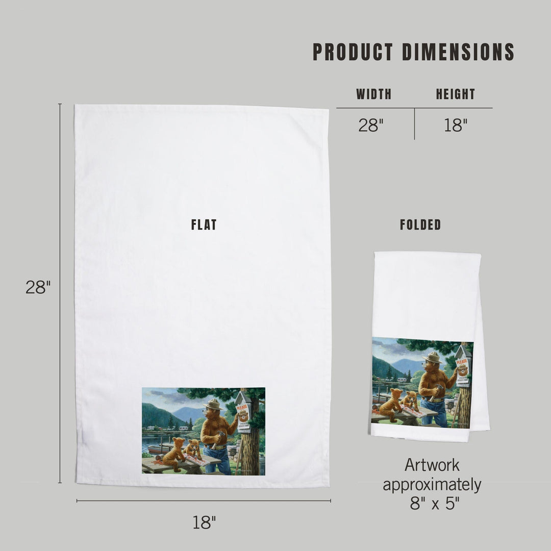 Smokey Bear, Posting Signs, Vintage Poster, Organic Cotton Kitchen Tea Towels Kitchen Lantern Press 
