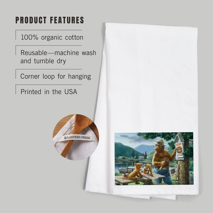 Smokey Bear, Posting Signs, Vintage Poster, Organic Cotton Kitchen Tea Towels Kitchen Lantern Press 