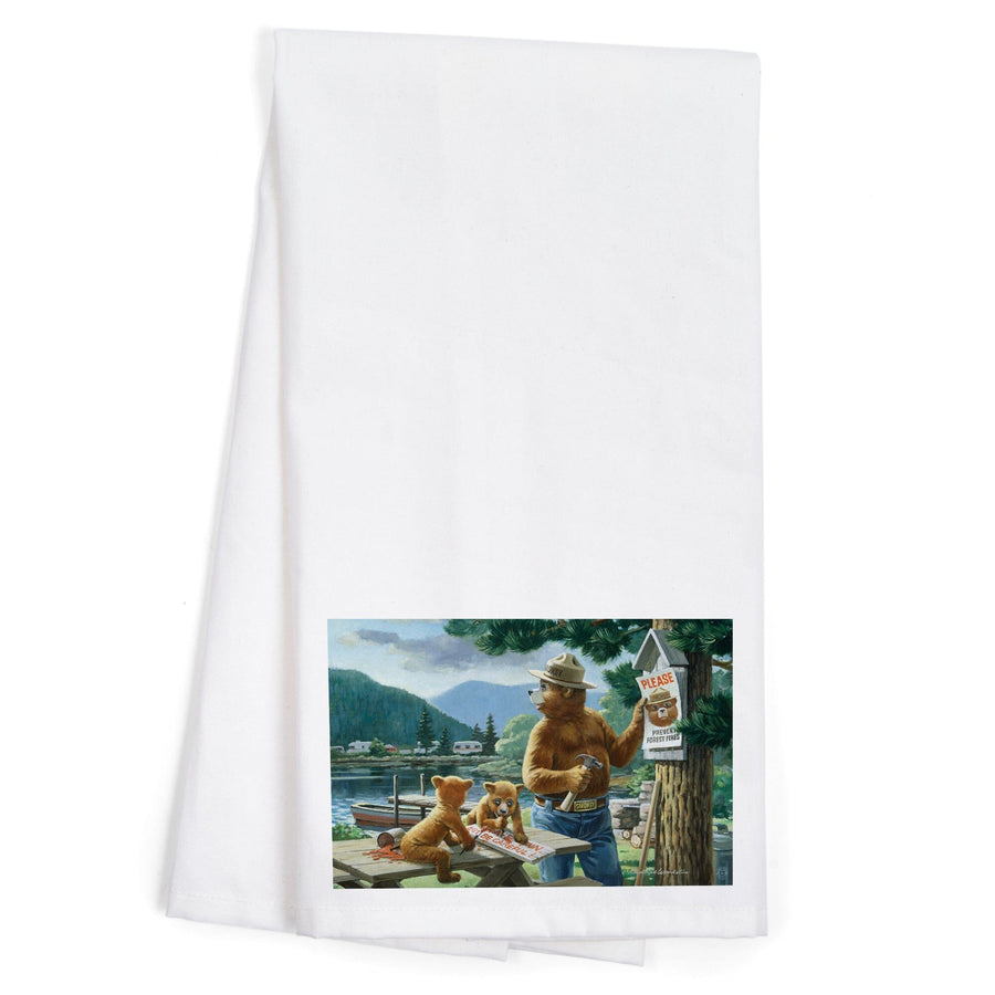 Smokey Bear, Posting Signs, Vintage Poster, Organic Cotton Kitchen Tea Towels Kitchen Lantern Press 