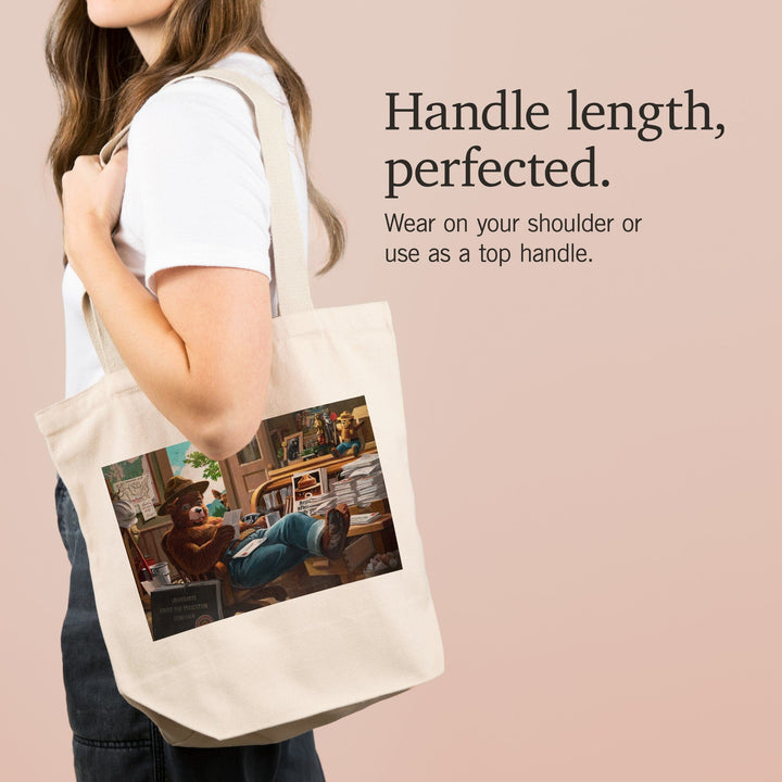 Smokey Bear, Reading Mail, Officially Licensed Vintage Poster, Tote Bag Totes Lantern Press 