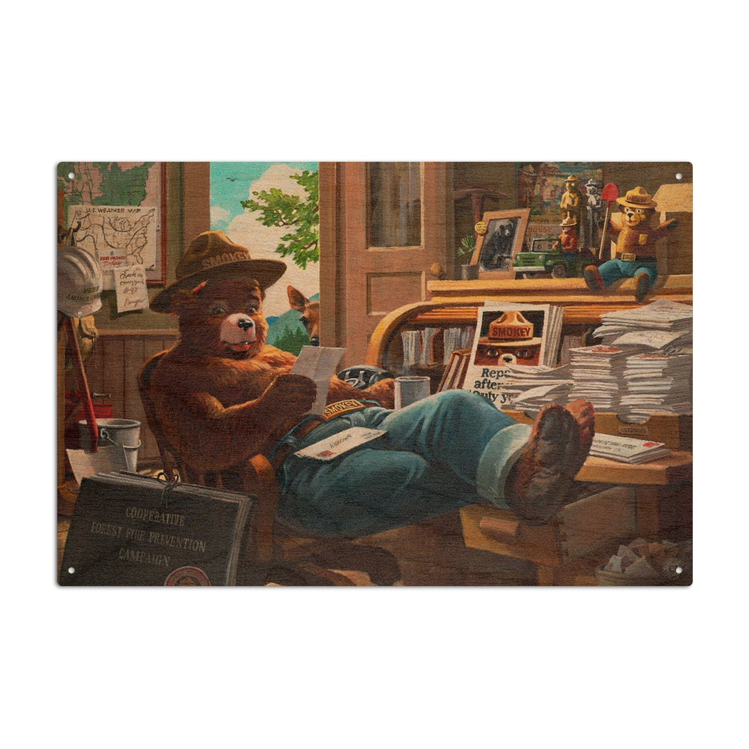 Smokey Bear, Reading Mail, Vintage Poster, Wood Signs and Postcards Wood Lantern Press 10 x 15 Wood Sign 