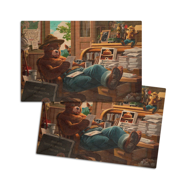 Smokey Bear, Reading Mail, Vintage Poster, Wood Signs and Postcards Wood Lantern Press 4x6 Wood Postcard Set 