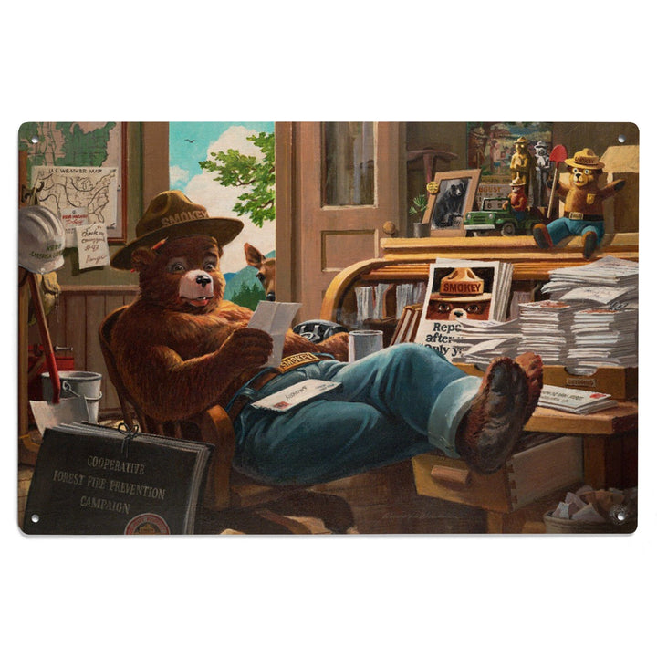 Smokey Bear, Reading Mail, Vintage Poster, Wood Signs and Postcards Wood Lantern Press 