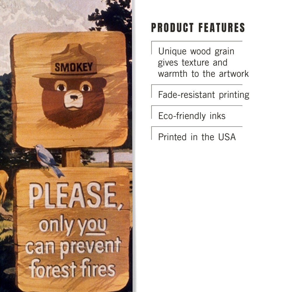 Smokey Bear, Smokey Signs, Vintage Poster, Wood Signs and Postcards Wood Lantern Press 
