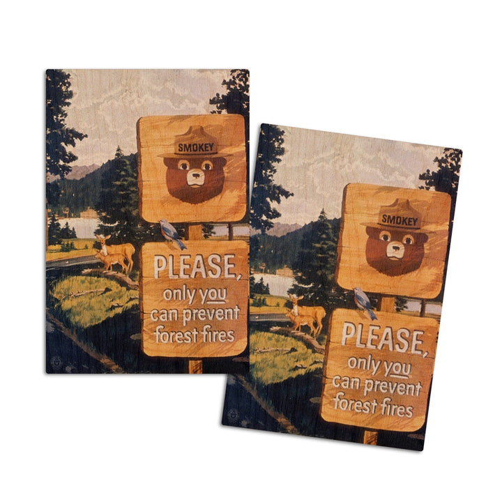 Smokey Bear, Smokey Signs, Vintage Poster, Wood Signs and Postcards Wood Lantern Press 4x6 Wood Postcard Set 