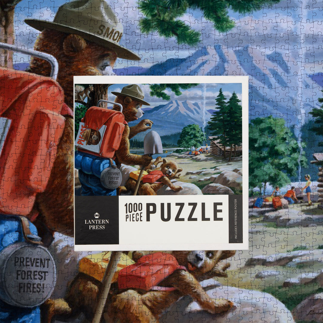 Smokey Bear, Spying on Campers, Officially Licensed Vintage Poster, Jigsaw Puzzle Puzzle Lantern Press 