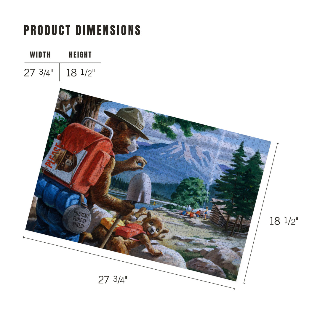 Smokey Bear, Spying on Campers, Officially Licensed Vintage Poster, Jigsaw Puzzle Puzzle Lantern Press 