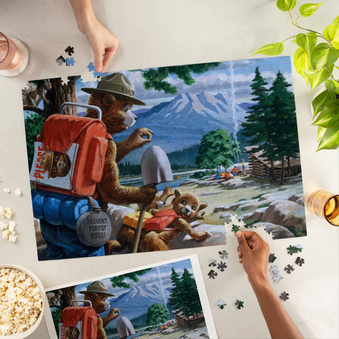 Smokey Bear, Spying on Campers, Officially Licensed Vintage Poster, Jigsaw Puzzle Puzzle Lantern Press 