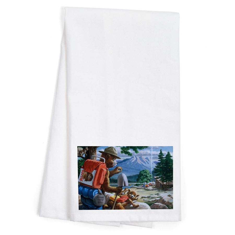 Smokey Bear, Spying on Campers, Officially Licensed Vintage Poster, Organic Cotton Kitchen Tea Towels Kitchen Lantern Press 