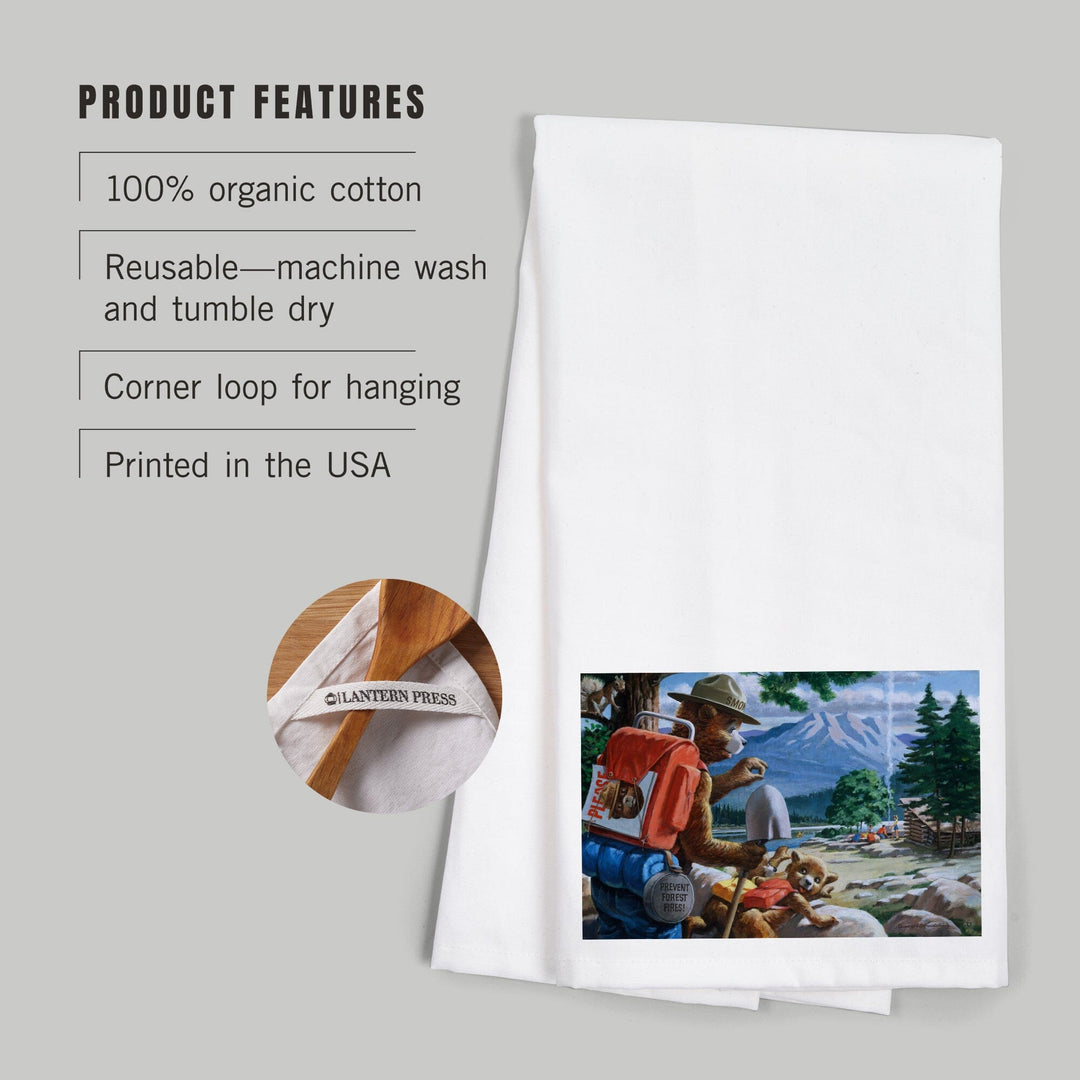 Smokey Bear, Spying on Campers, Officially Licensed Vintage Poster, Organic Cotton Kitchen Tea Towels Kitchen Lantern Press 
