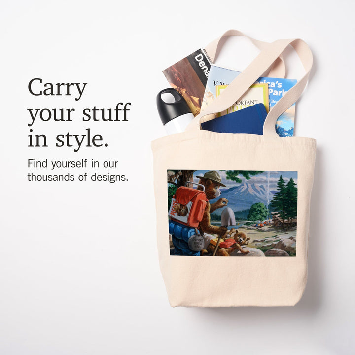 Smokey Bear, Spying on Campers, Officially Licensed Vintage Poster, Tote Bag Totes Lantern Press 