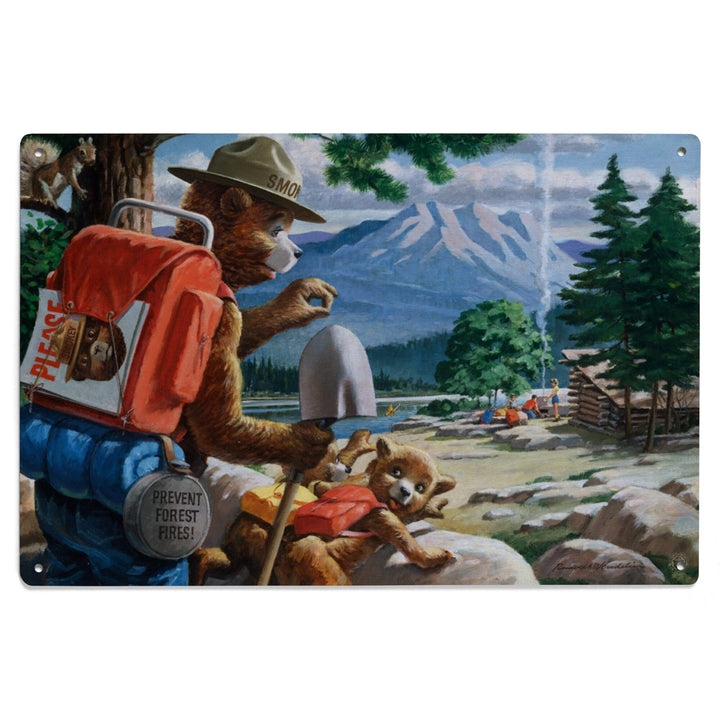 Smokey Bear, Spying on Campers, Vintage Poster, Wood Signs and Postcards Wood Lantern Press 