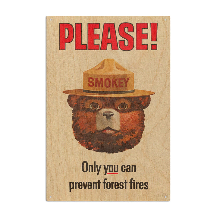 Smokey Bear Vintage Poster, Only You Can Prevent Forest Fires, Wood Signs and Postcards Wood Lantern Press 10 x 15 Wood Sign 