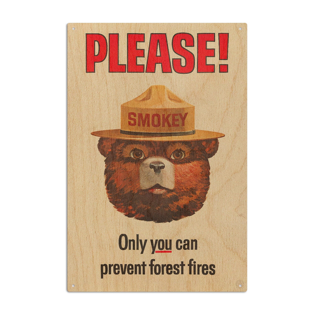 Smokey Bear Vintage Poster, Only You Can Prevent Forest Fires, Wood Signs and Postcards Wood Lantern Press 6x9 Wood Sign 