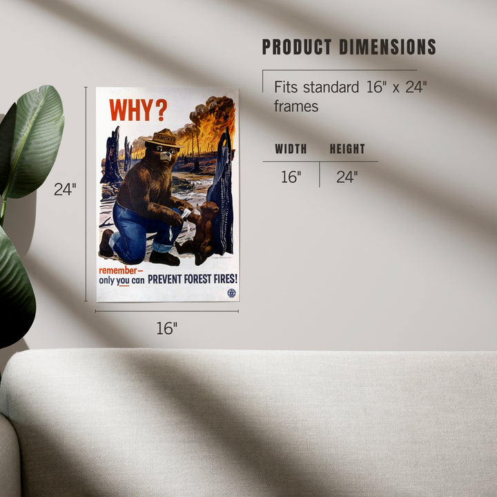 Smokey Bear, Why, Officially Licensed Vintage Poster, Art & Giclee Prints Art Lantern Press 