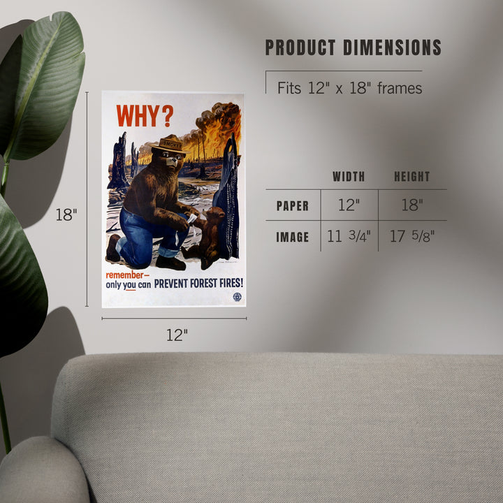 Smokey Bear, Why, Officially Licensed Vintage Poster, Art & Giclee Prints Art Lantern Press 