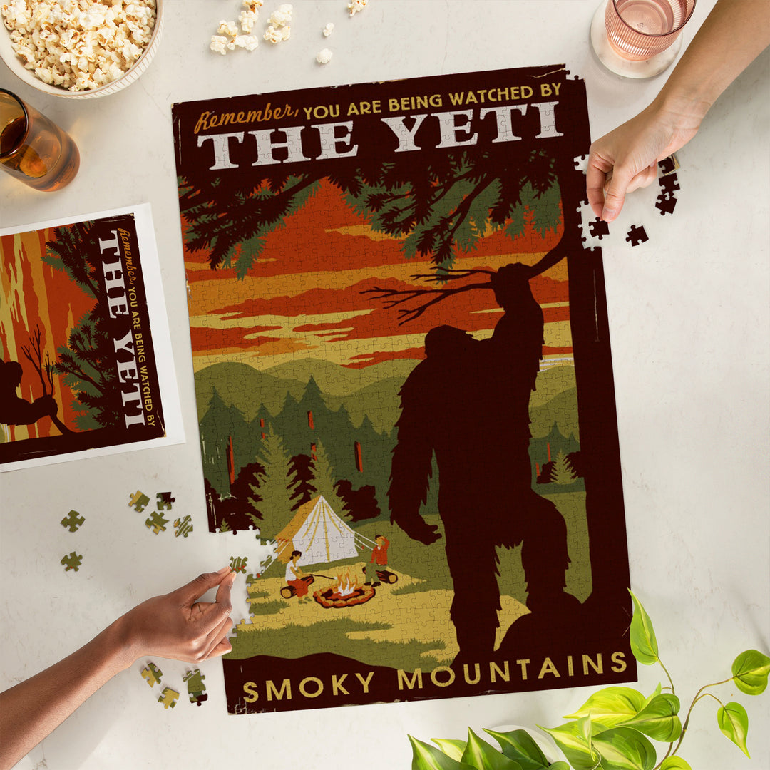 Smoky Mountains, You're Being Watched By The Yeti, Jigsaw Puzzle Puzzle Lantern Press 