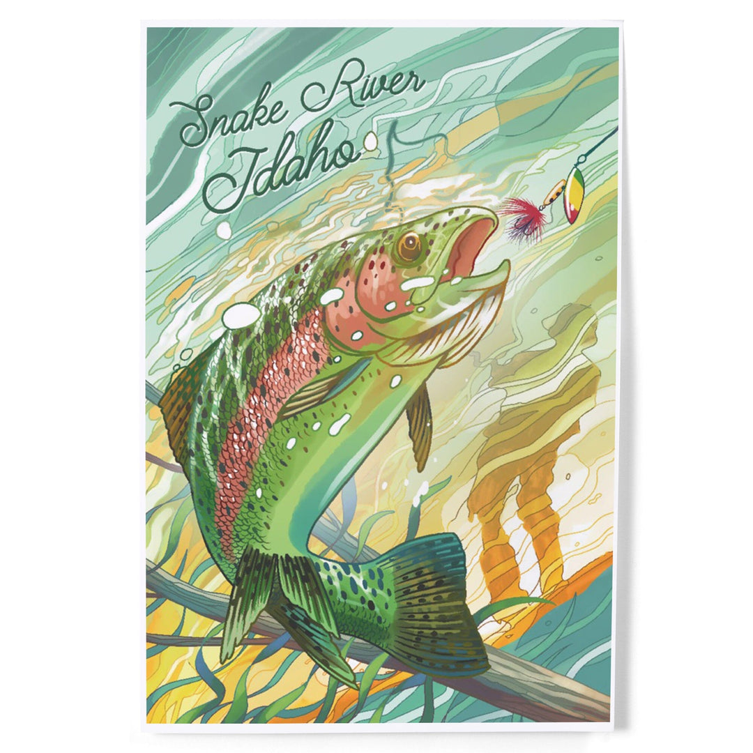 Snake River, Idaho, Fishing, Underwater Trout, Art & Giclee Prints Art Lantern Press 12 x 18 Art Print 