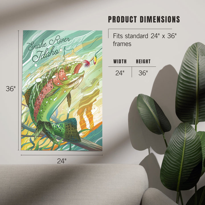 Snake River, Idaho, Fishing, Underwater Trout, Art & Giclee Prints Art Lantern Press 