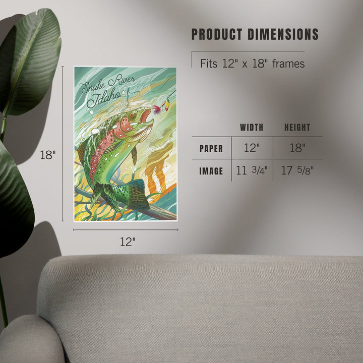 Snake River, Idaho, Fishing, Underwater Trout, Art & Giclee Prints Art Lantern Press 