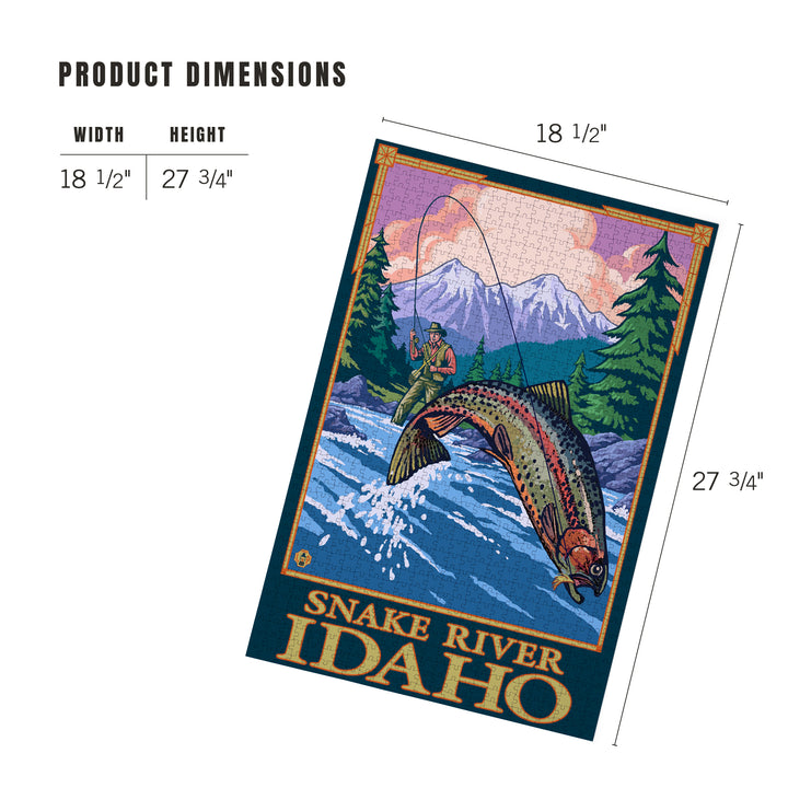 Snake River, Idaho, Fly Fishing Scene, Jigsaw Puzzle Puzzle Lantern Press 