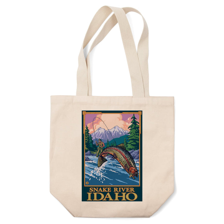 Snake River, Idaho, Fly Fishing Scene, Lantern Press Artwork, Tote Bag Totes Lantern Press 