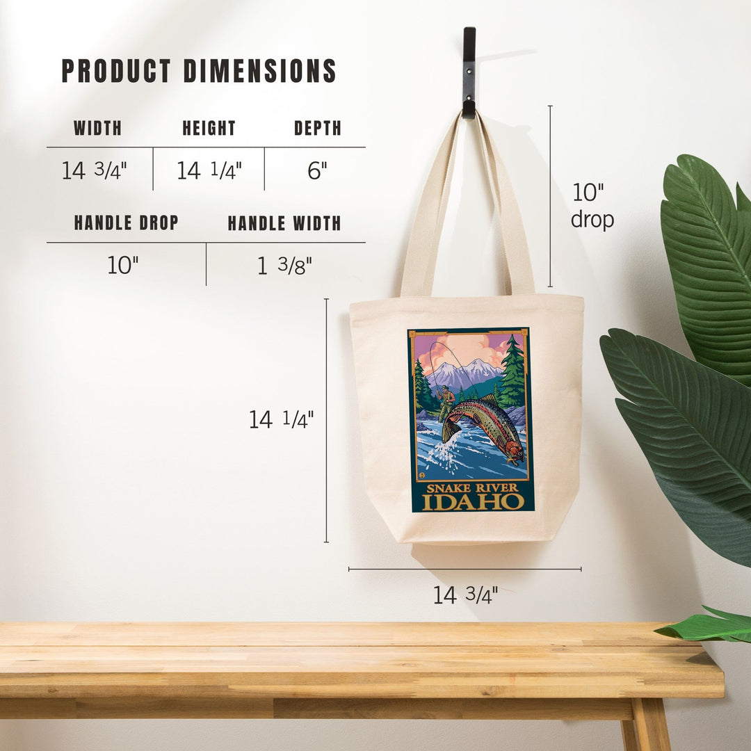 Snake River, Idaho, Fly Fishing Scene, Tote Bag Totes Lantern Press 