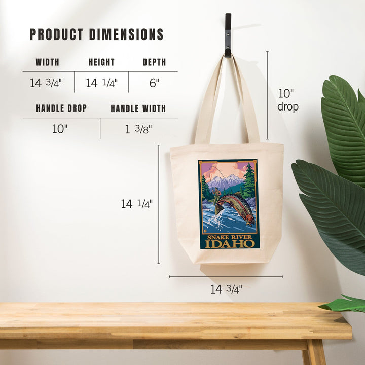 Snake River, Idaho, Fly Fishing Scene, Tote Bag Totes Lantern Press 