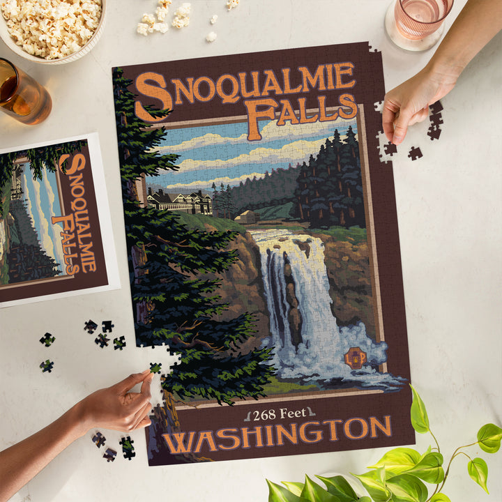 Snoqualmie Falls, Washington, Day, Jigsaw Puzzle Puzzle Lantern Press 