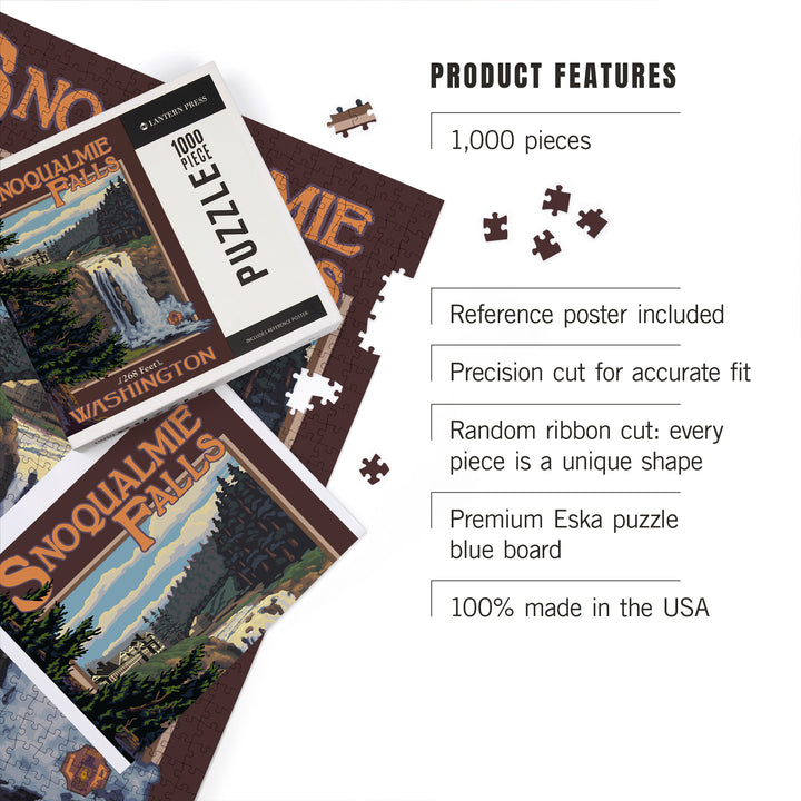 Snoqualmie Falls, Washington, Day, Jigsaw Puzzle Puzzle Lantern Press 