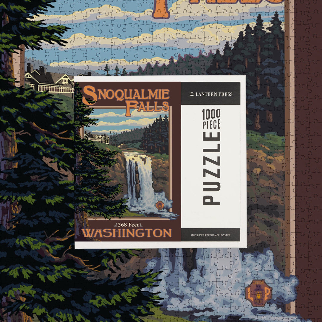 Snoqualmie Falls, Washington, Day, Jigsaw Puzzle Puzzle Lantern Press 