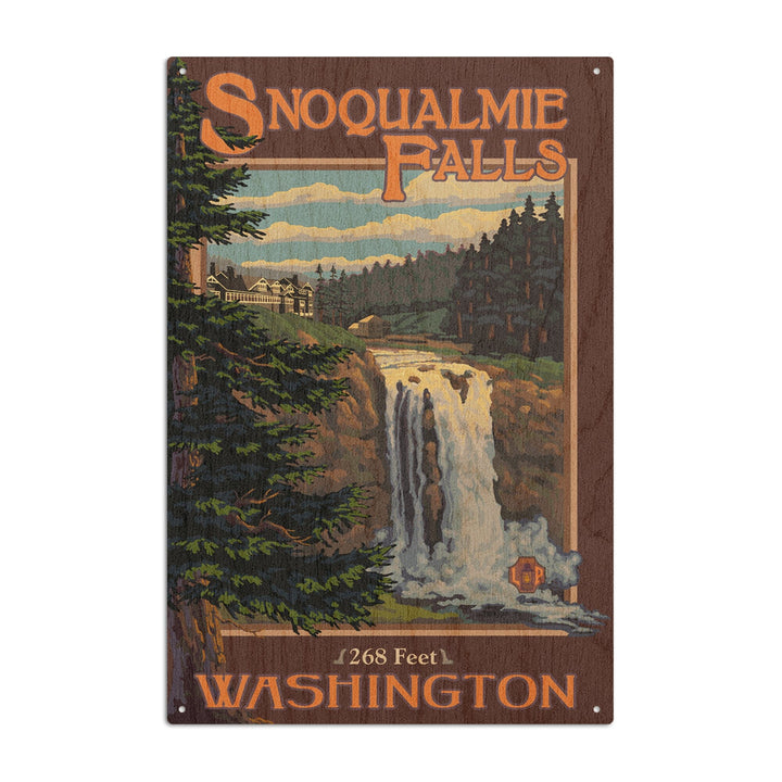 Snoqualmie Falls, Washington, Day, Lantern Press Artwork, Wood Signs and Postcards Wood Lantern Press 10 x 15 Wood Sign 