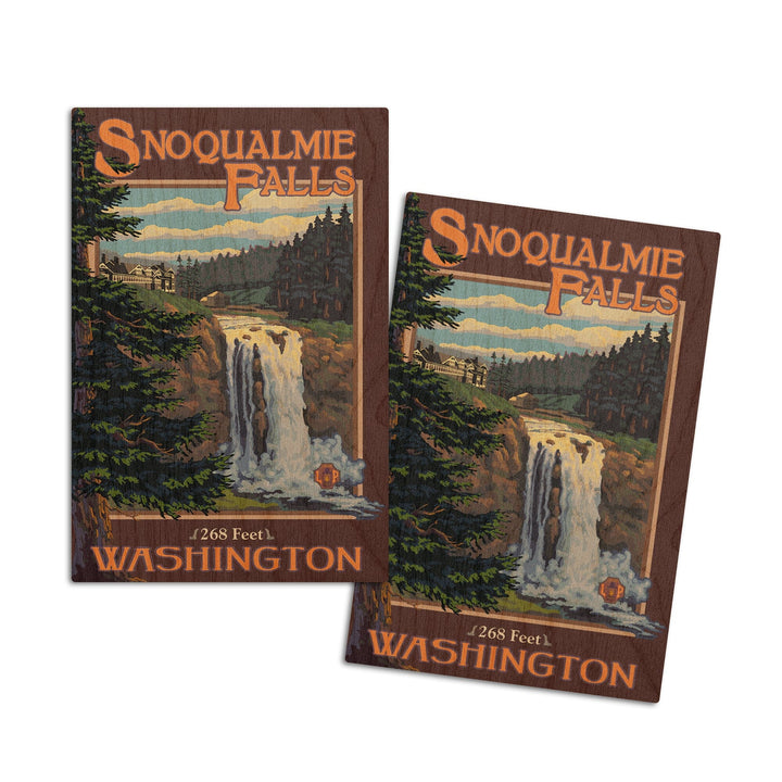 Snoqualmie Falls, Washington, Day, Lantern Press Artwork, Wood Signs and Postcards Wood Lantern Press 4x6 Wood Postcard Set 