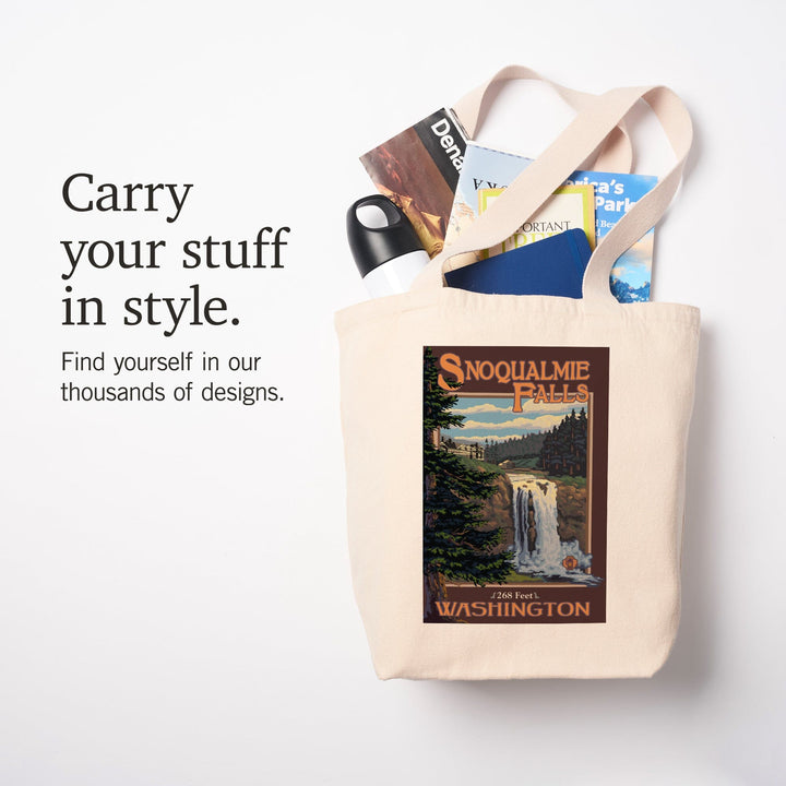 Snoqualmie Falls, Washington, Day, Tote Bag Totes Lantern Press 