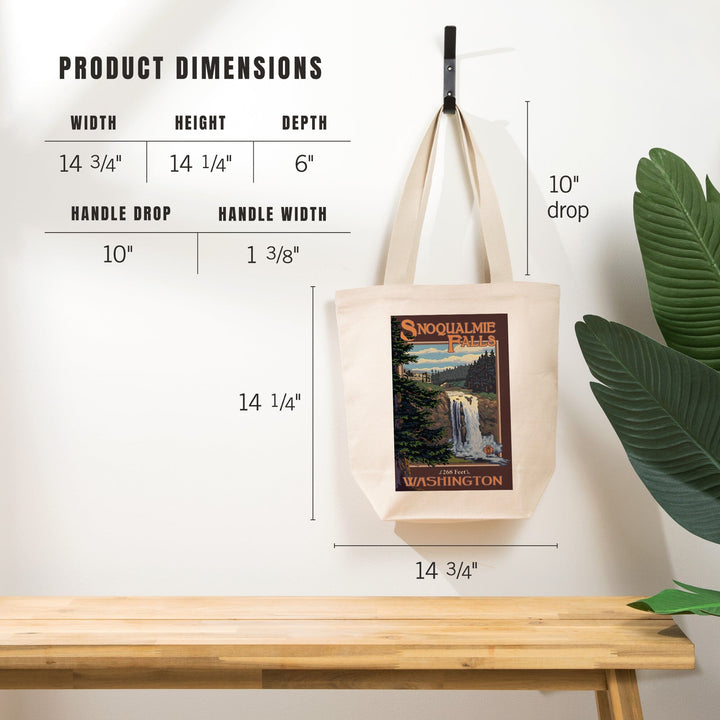 Snoqualmie Falls, Washington, Day, Tote Bag Totes Lantern Press 