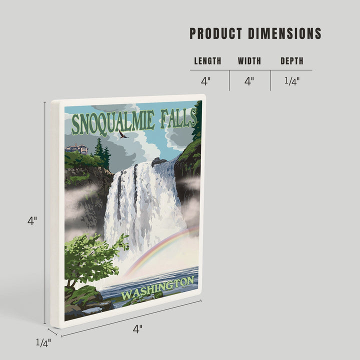Snoqualmie Falls, Washington, Summer Scene, Coasters Coasters Lantern Press 