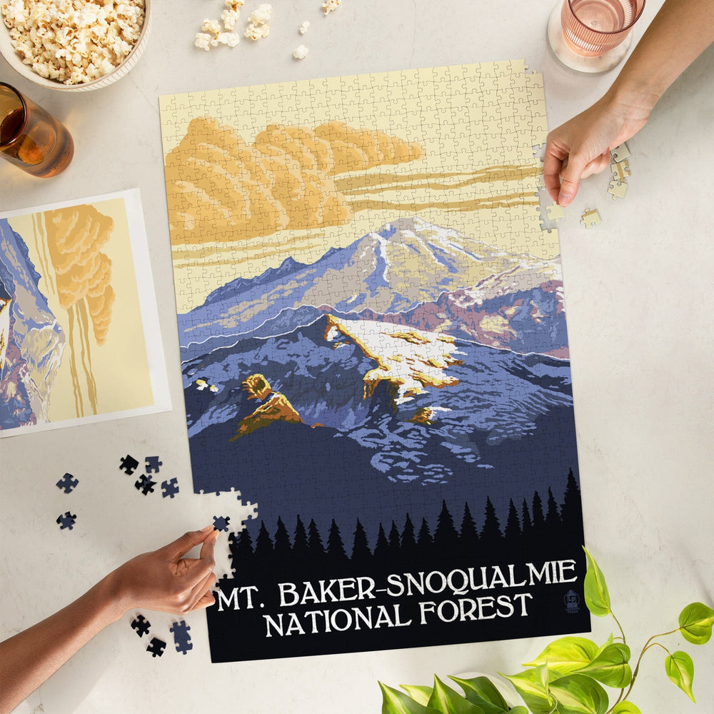 Snoqualmie National Forest, Washington, Mt. Baker, Jigsaw Puzzle Puzzle Lantern Press 